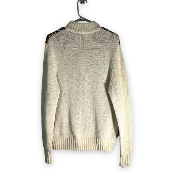 IZOD Half Zip Fair Isle Pullover Turtleneck Sweater, Multi Cream, Size Large - Picture 10 of 10